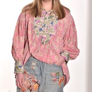 Magnolia Pearl. OS Blockprint Tora Shirt Top Pere